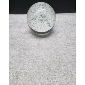 Large 4" Paperweight Clear Controlled Bubbles Glass Sphere W/ Flat Bottom Box 4